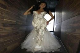 Sparking Sequins Luxury Prom Dresses Sweetheart Zipper Back Long Tulle Mermaid Dress Evening Gowns Formal Party Wear for Women9746455