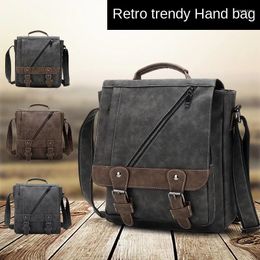 Backpack Retro Men's Shoulder Bag Casual Trend All-in-one Crossbody Tote Crazy Horse Leather