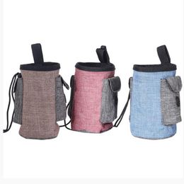 Pet Training Waist Bag Cat Dog Treat Pouch Dog Snack Feeders Pockets 17*15cm Linen Cloth Puppy Food Organiser