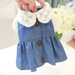Dog Apparel 10PC/Lot Pet Jean Dress French Style Puppy Denim Skirt Princess Spring Summer Clothes