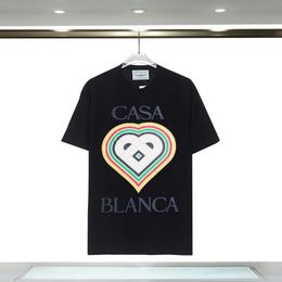 polo casa blanca mens t shirt 2024SS New Rainbow Heart Letter Printed Short sleeved T-shirt