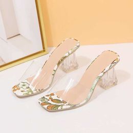 Slippers Slippers High Quality New Women Sandals PVC Crystal Heel Transparent Sexy Clear Heels Summer Pumps Shoe Size 35~43 H2403264R7O