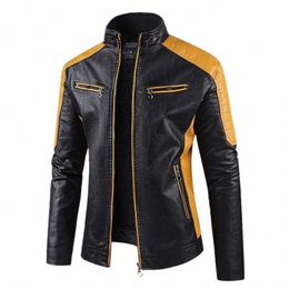 2023high-end slim all go with leather clothing men's fi trend handsome coat trend plus veet youth PU leather jacket E8wM#