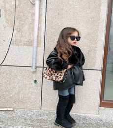 Children girls Pu leather jackets girls plus velvet thicken coats kids fashion outerwear tops 310y ws1300 Y2008312735682