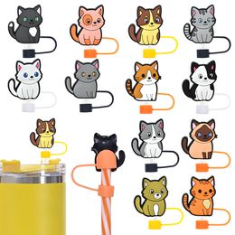 50 Pack Straw Covers Reusable Straw Cover Caps Cat Theme Dust-Proof Straw Plugs for 6-8mm Drinking Straw Straw Topper Protector for Home Kitchen Accessories