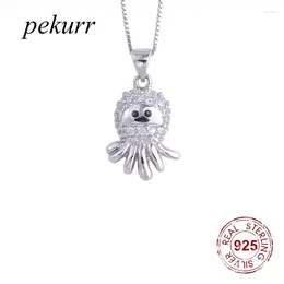 Pendants Pekurr 925 Sterling Silver Crystal Cute Cuttlefish Necklaces For Women Zircon Octopus Party Fashion Jewellery