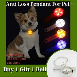 Dog Collars USB Rechargeable LED Light Pendant Waterproof Pet Cat Collar Safety Anti Loss Colourful Lamp Supplies