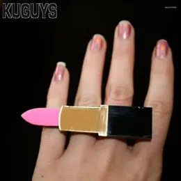 Cluster Rings KUGUYS Fashion Acrylic Jewellery Hyperbole HipHop Large Lipstick Ring For Women