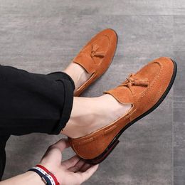 Casual Shoes Men Suede Loafers Tassel Design Business Men's Flats Big Size 47 Simple Slip On Male Mans Footwear