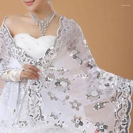 Scarves Bride Wedding Dress Women Cheongsam Shawl White Lace Embroidered Sequins Lon