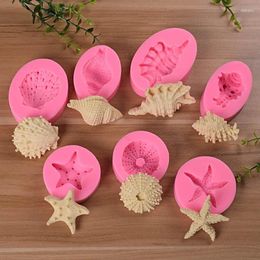 Baking Moulds 7PCS Sugar Cake Decorating Tools Mould Pearl Conch Starfish Seashell Marine Life Silicone Chocolate Mould Fondant