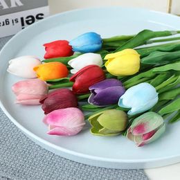 Decorative Flowers Artificial Green Plants Fresh Red Pink Blue Tulip False Blossom Kumquat Fortunella Japonica Bonsai