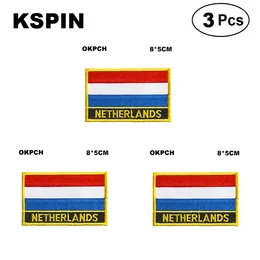 Brooches Netherlands Rectangular Shape Flag Patches Embroidered National For Clothing DIY Decoration