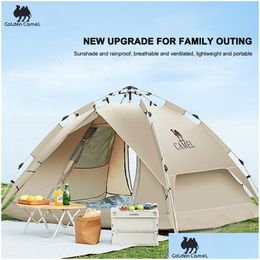 Tents And Shelters Goldencamel 4 Person Cam Tent Travel Onetouch Sun Protection Matic Beach Outdoor Equipment Drop Delivery Dhq8G