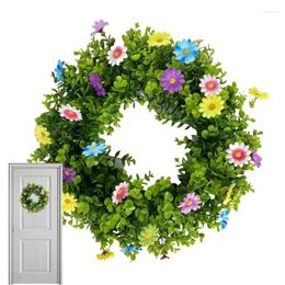 Decorative Flowers Spring Artificial Decor Garland Colourful Festival Home Wreath Door For OutDoor Porch Fireplace