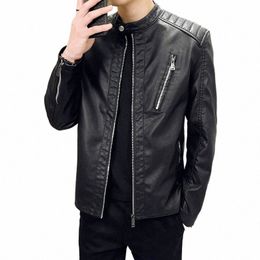 men Faux Leather Jacket Motorcycle Men's Jackets Outwear Male Pu Leather Mens Coats Brand High Quality Black and White Jackets 85If#