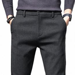 men's Spring Autumn Fi Busin Casual Lg Black Pants Suit Pants Male Elastic Straight Formal Trousers New Style I8nJ#