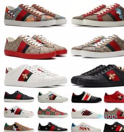 Designer masculino feminino sapatos casuais abelha cobra tigre tênis chaussures sapato de couro genuíno bordado clássico formadores python sneaker