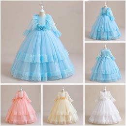 Lovely White Blue Pink Champagne Jewel Girl's Pageant Dresses Flower Girl Dresses Girl's Birthday/Party Dresses Girls Everyday Skirts Kids' Wear SZ 2-10 D327221