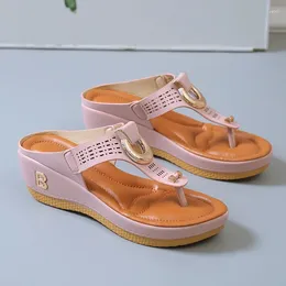 Slippers 2024 Summer Fashion Women's Wedge Beach Shoes Flip-flops Comfortable Sandals For Women Slipper Retro Ladies