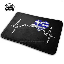 Carpets Athens Skyline Heartbeat Heart Love Ancient Greek Flag Acropolis - Gift For Greece Lovers Soft Interesting Room Goods Rug