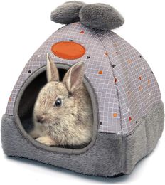 Zoupgmrhs Bunny Bed Warm Guinea Pig Cave Beds Cute Bowknot House Big Hideouts Cage Accessories