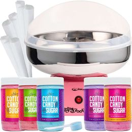 the Candery Cotton Candy Hine Comes with Stainless Steel Bowl 2. A Set for Flossing, Party Exhibitions, Candies - Including 5 Dental Floss Flavor Cans and