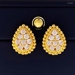 Stud Earrings High Quality Gold Colour Full Zircon Water Drop Studs For Woman Fashion Jewellery(DJ2504)