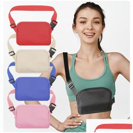 Storage Bags Lu Nylon Waist Bag Waterproof Chest Outdoor Running Crossbody Phone Fashionable And Versatile For Men Women Drop Delivery Otxbg