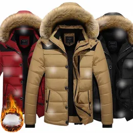 winter New Men Warm Cott Jacket Coats Fur Collar Hooded Parka Down Jackets Outerwear Thick Male Warm Overcoat Wool Liner Coat 08oJ#