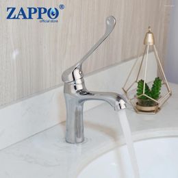 Bathroom Sink Faucets ZAPPO Brass Cold Long Handle Faucet Laboratory Wash Basin Tap Deck Mounted Elbow Touch Mop Pool