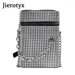 Shoulder Bags JIEROTYX Luxury Trendy Women's Crossbody Bag Female Sliver Diamonds Rhinestone Fashion Ladies Handbag