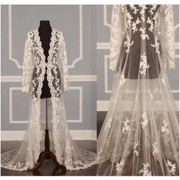 Lace Bridal Jackets Long Sleeves Bridal Coat Sweep Train Wedding Capes Wraps Bolero Jacket Wedding Dress Wraps Shrugs Hot Sale