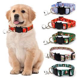 Dog Collars Necklace Pet Delicate Safety Casual Nylon Collar With Bell Chrismas Neck Strap Fashion Adjustable Cat