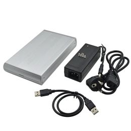 Enclosure TISHRIC HD HDD SSD Enclosure External Hard Disc Drive 1TB 2TB Box 3.5 Inch SATA to USB 2.0 DVD EU Power Adapter Case Aluminium