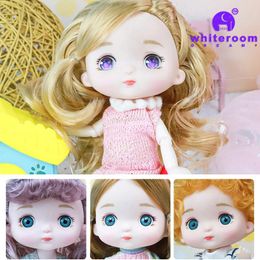 16 cm Baby Doll Toys For Girl BJD Mini Naked Body Head Expression Face 13 Movable Joint 3D Big Eyes DIY 240313