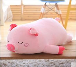 Dorimytrader Lovely 100cm Large Soft Cartoon Lying Pig Plush Pillow 39'' Big Animal Pigs Stuffed Doll Toy Kids Gift DY605931085930