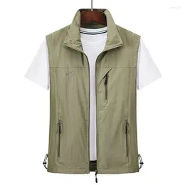 Men's Vests Men Jacket Sleeveless Bomber Outdoor Casual Pography Mesh Vest Thin Multi-pocket Zipper Loose Waistcoat Clothing