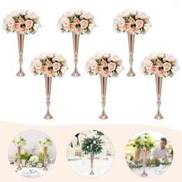 Vases 6 Pcs Multi-functional Metal Trumpet Vase Wedding Party Props 22.2-inch Height Welcome AreA Decoration