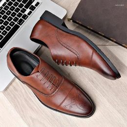 Dress Shoes Business Men's Oxfords Wedding Formal Genuine Leather Luxury Men Office Sapato Social Masculino Party Brogue