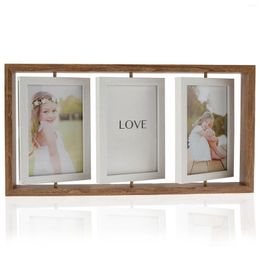 Frames Rotating Picture 4x6 Floating Po Frame With Glass Front Display 6 Pos Double-Sided Decorative