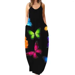 Casual Dresses Ladies Spring And Summer Printed Sexy Round Neck Sling Long Dress Off Shoulder For Women