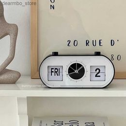 Desk Table Clocks Manual Analog Flip Desk Table Alarm Clock Retro Quartz Mood Design Showing Date Day Month Calendar Desktop Clock24327