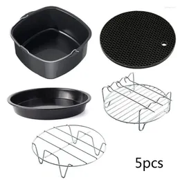 Cookware Sets 5pcs/set 7 Inches Air Fryer Accessories Kitchen Pizza Tray Grill Toast Rack