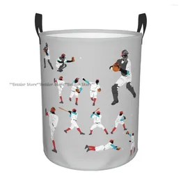 Laundry Bags Waterproof Storage Bag Baseball Player Pose And Position Household Dirty Basket Folding Bucket Clothes Organiser