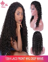 Queen Hair Deep Wave Wig Curly Human Hair Wigs For Women Pre Plucked Hairline with Baby Hair Virgin Brazilian 13x4 Lace Closure Wi4765565