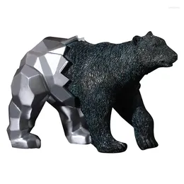 Decorative Figurines Animal Figurine Abstract Geometric Style Resin Bear Sculpture Home Office Decoration Crafts Decor Table