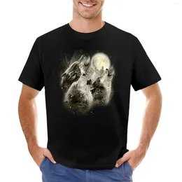 Men's Polos Three Wolves Howling In Moonlight T-Shirt Boys Animal Print Vintage Mens Tall T Shirts
