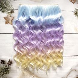 Party Supplies Real picture 20cm cotton doll soft hair extensions blue purple yellow gradient hair arrangement curly hair extension wigs long curled wig cosplay