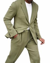 blazer Sets Wedding Suits For Men Green 2 Pieces Outfits Slim Fit Custome Large Size Tuxedo Homme Groomsmens Party Elegant Dr 23Ab#